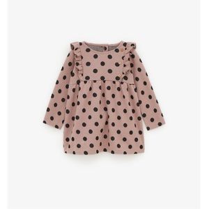 Zara Kid Soft Pink Polkadot Ruffle Long Sleeves Dress